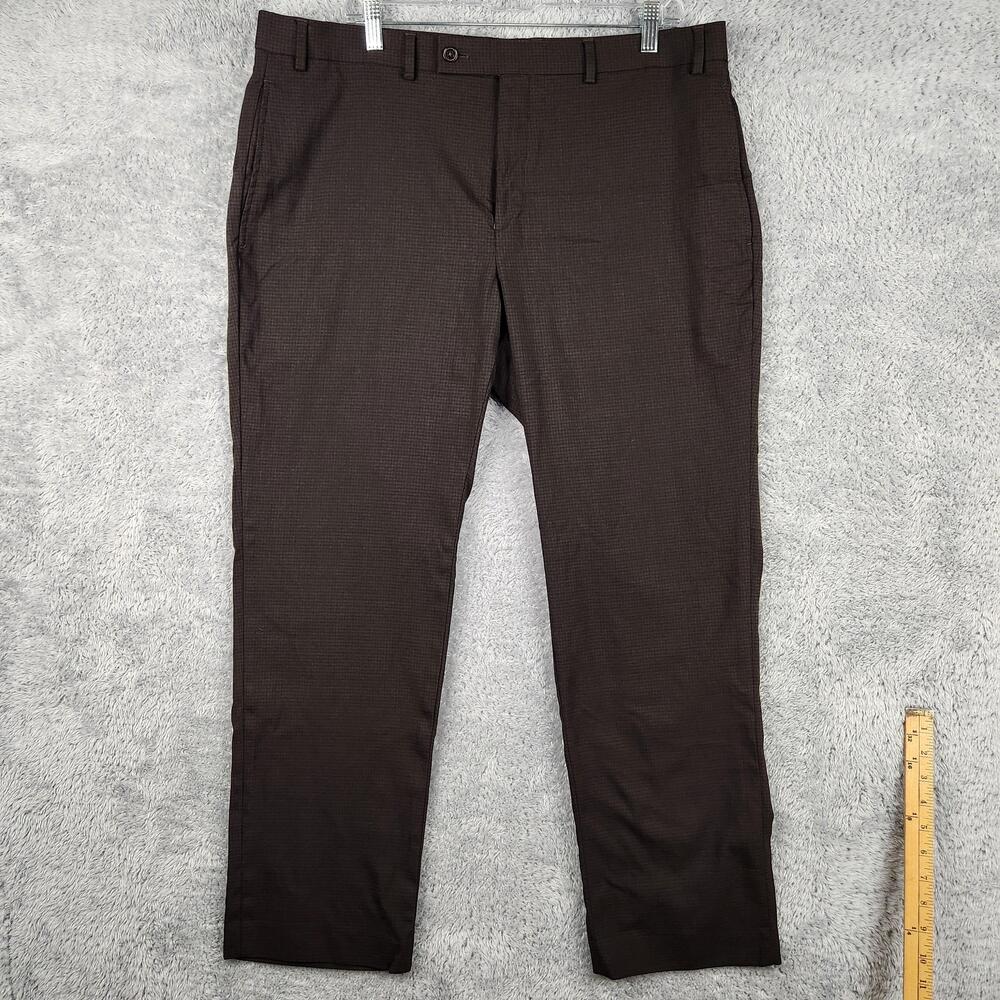 Lauren Ralph Lauren Pants Mens 38x30 Brown Check Stretch Dress Work Business